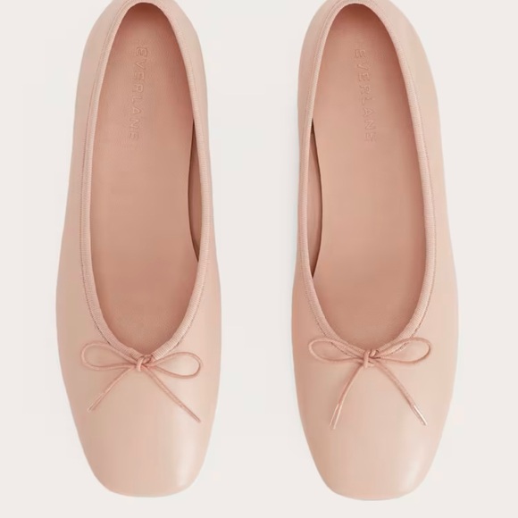 NEW Everlane Pink Italian Leather The Day Tie Ballet Flat in Size 6 - Picture 3 of 15